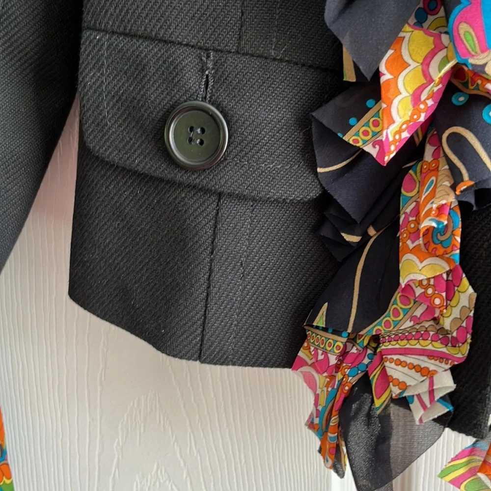 Trina Turk Black Blazer Jacket‎ with Silk Trim / SZ 2